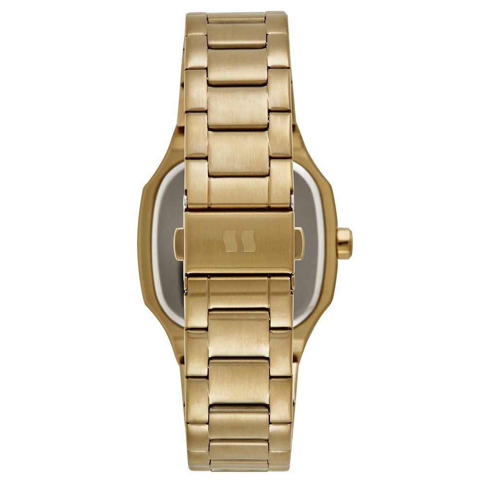 Relógio Masculino Quadrado Social Aço Dourado Dourado 5