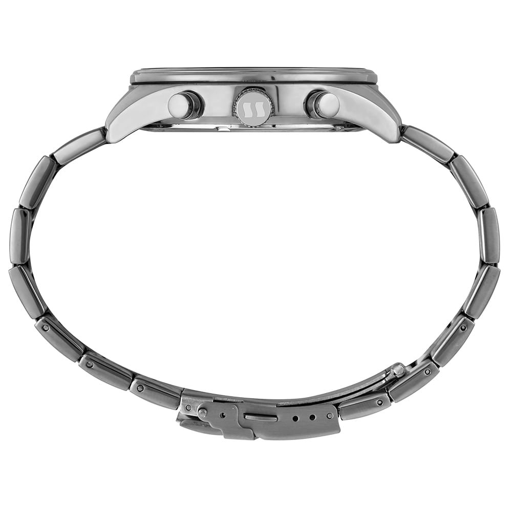 Relógio Masculino Cronógrafo Aço Aro 3D Prata Prata 4