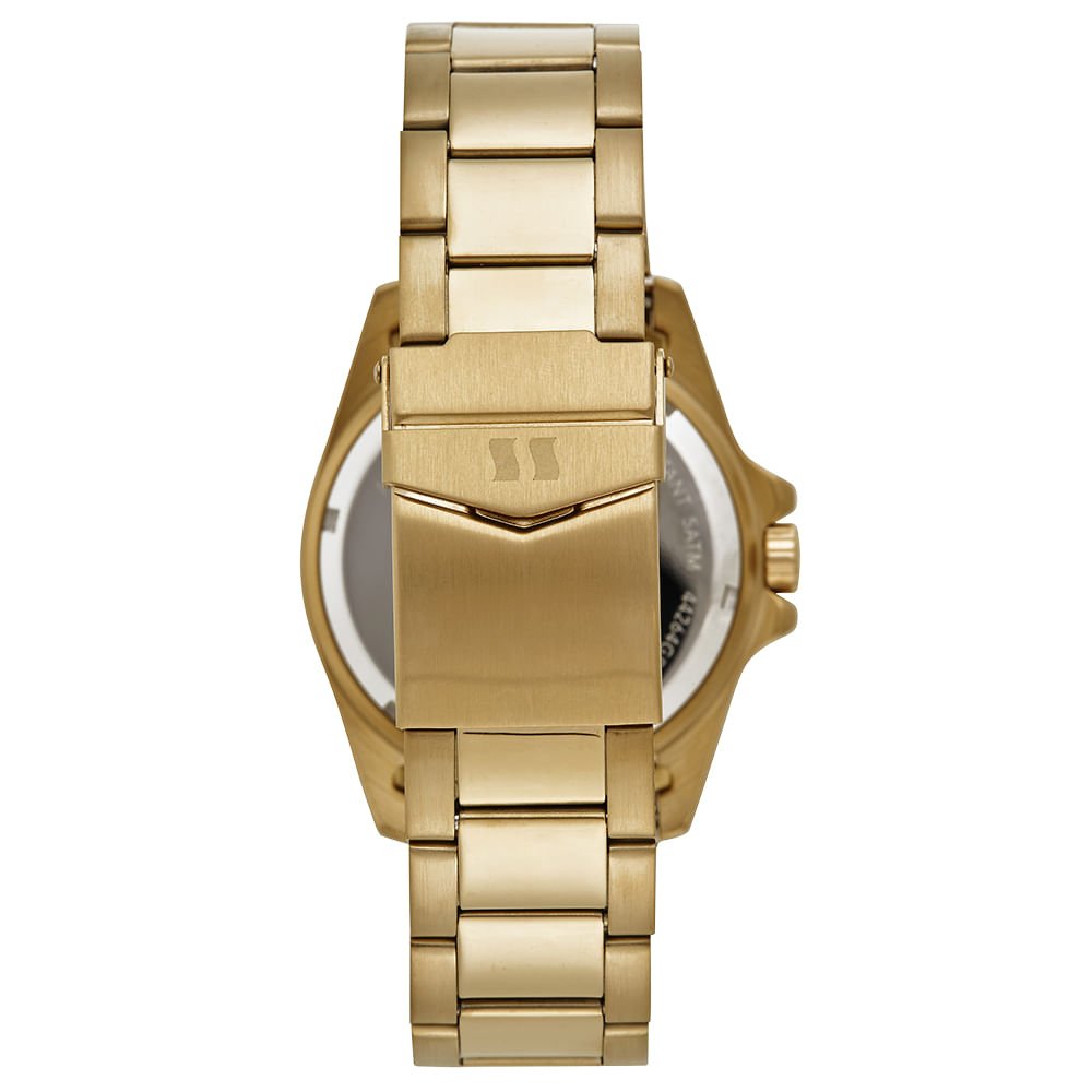 Relógio Masculino Aço Catraca Facetada Dourado Dourado 5