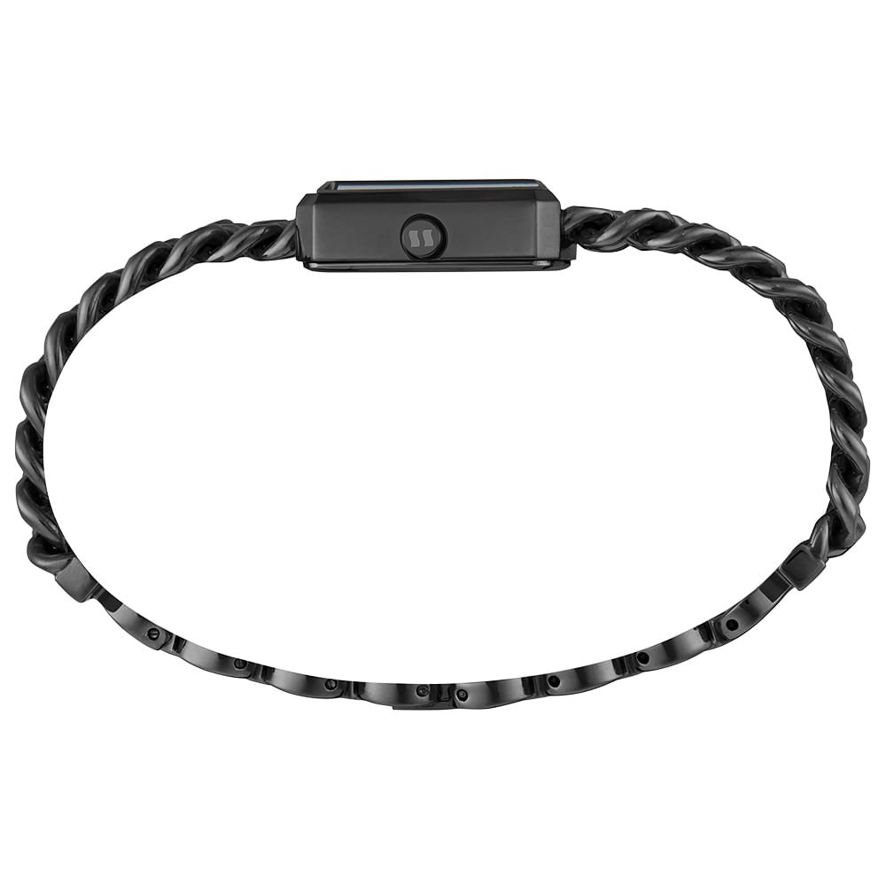 Relógio Feminino Quadrado Corrente Preto Preto 4