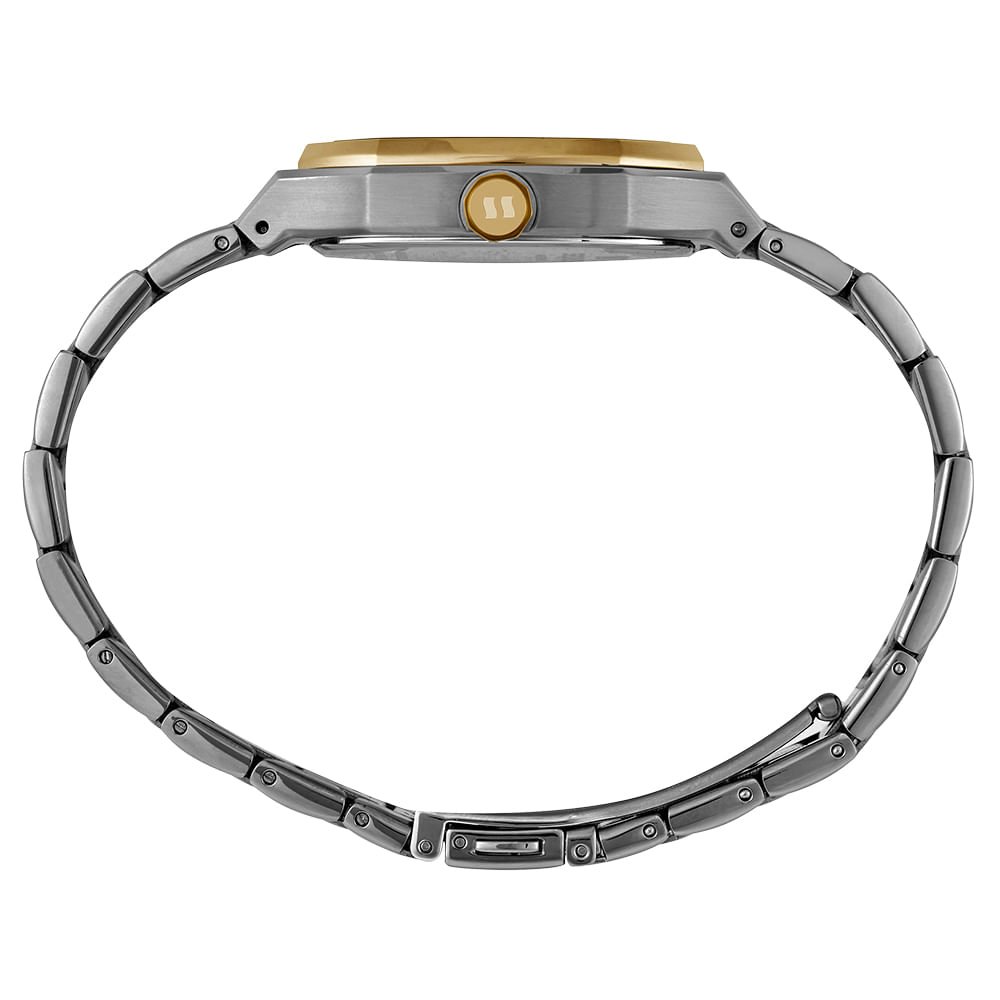 Relógio Masculino Quadrado Social Aço Prata e Dourado Dourado 4