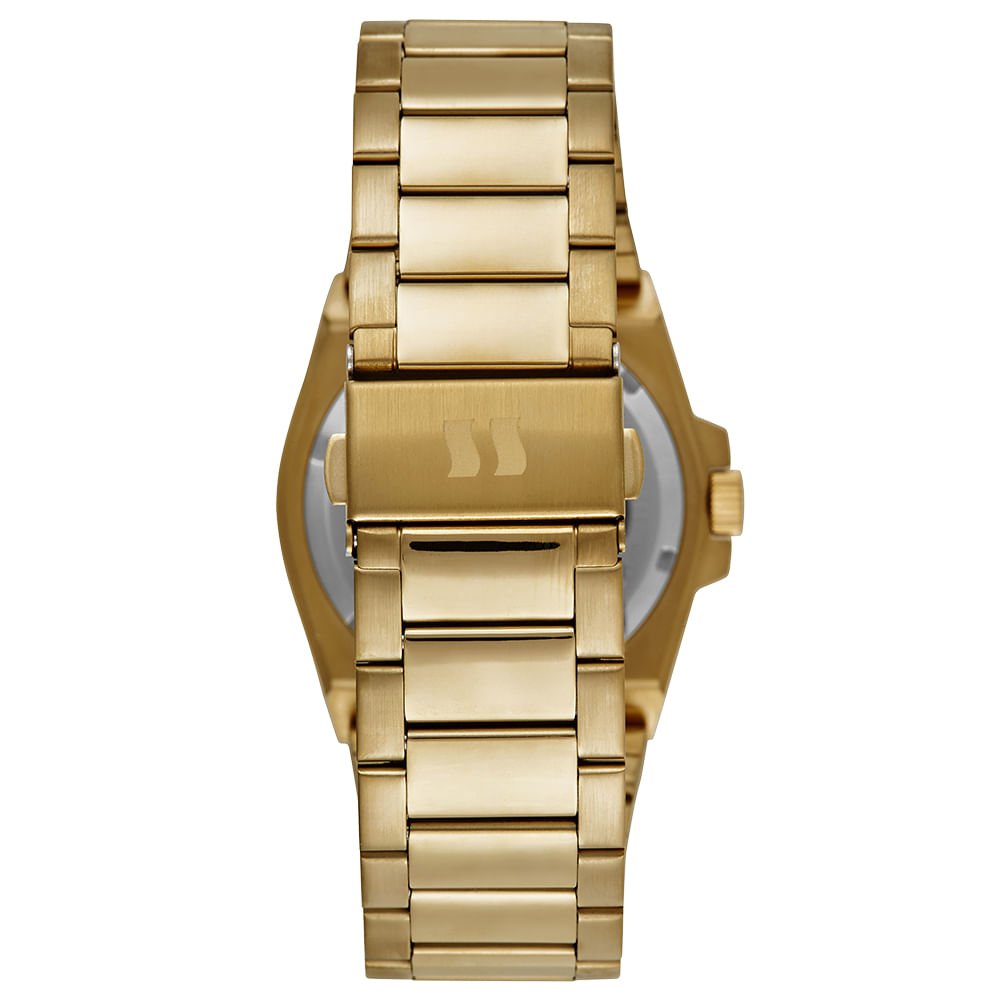 Relógio Masculino Social Calendário Aço Dourado Dourado 4