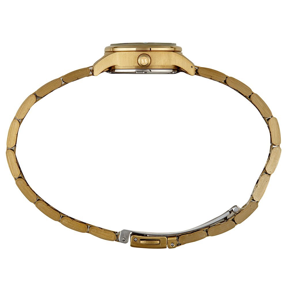 Kit Relógio Feminino Dourado Visor Azul com Colar e Brincos Dourado 4