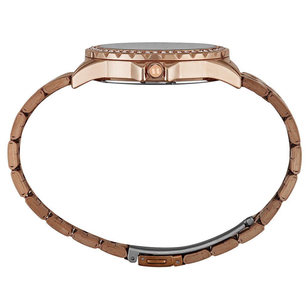 Kit Relógio Feminino Cristais Rosé com Pulseira Colorida Rosa 4