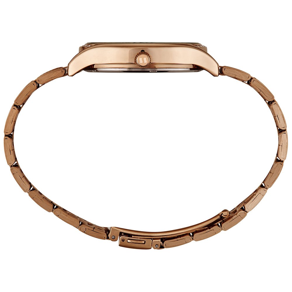 Kit Relógio Feminino Madrepérola Rosé com Colar Coração Rosa 4