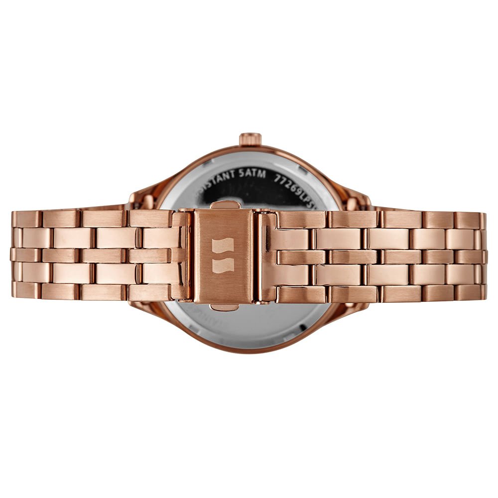 Kit Relógio Feminino Madrepérola Rosé com Colar Coração Rosa 5