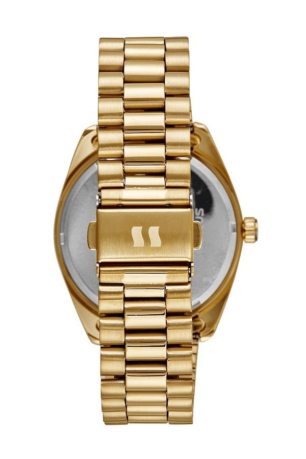 Kit Relógio Feminino Dourado Com Mostrador Roxo com Pulseira Dourado 5