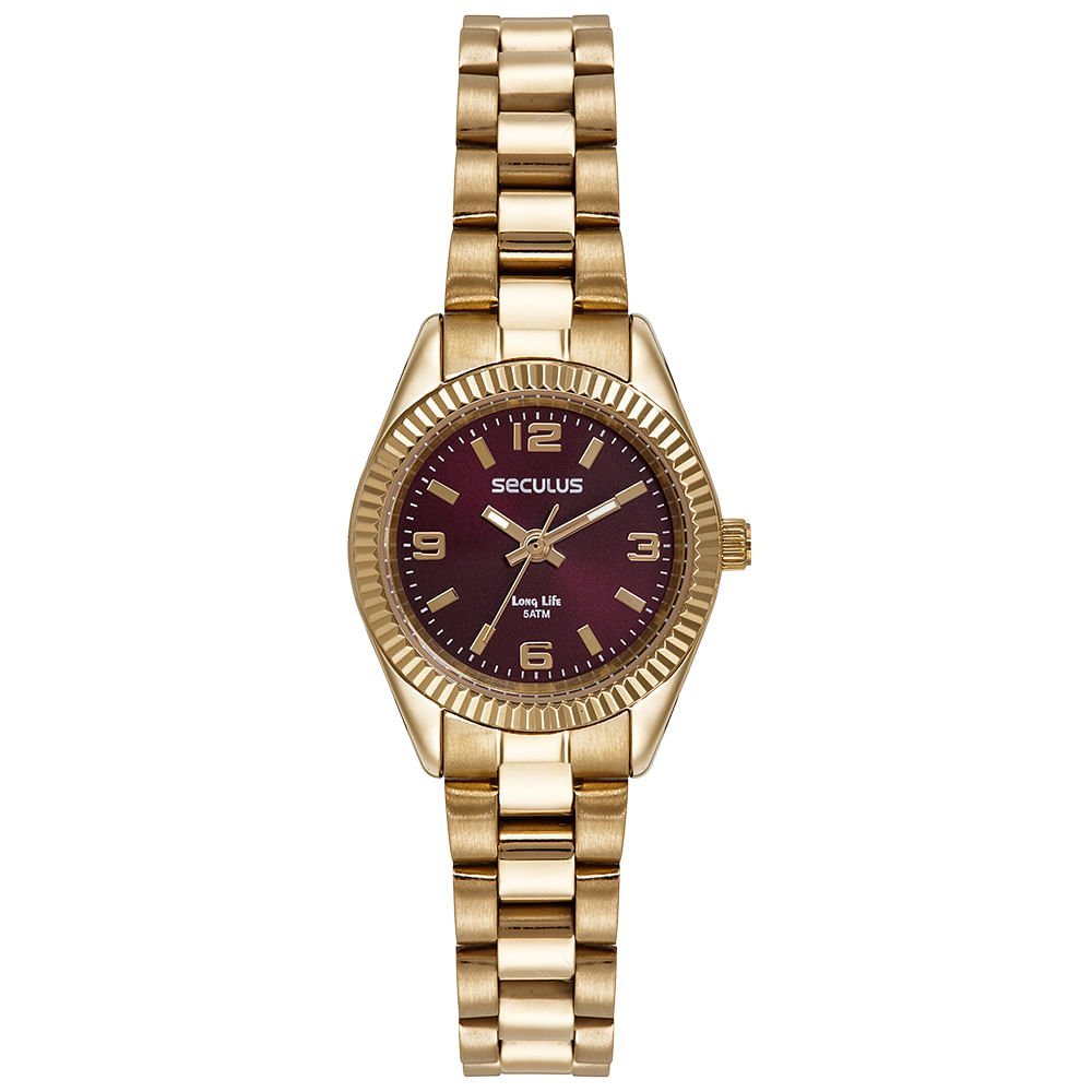 Kit Relógio Feminino Dourado Catraca Facetada Colar Brincos Dourado 2