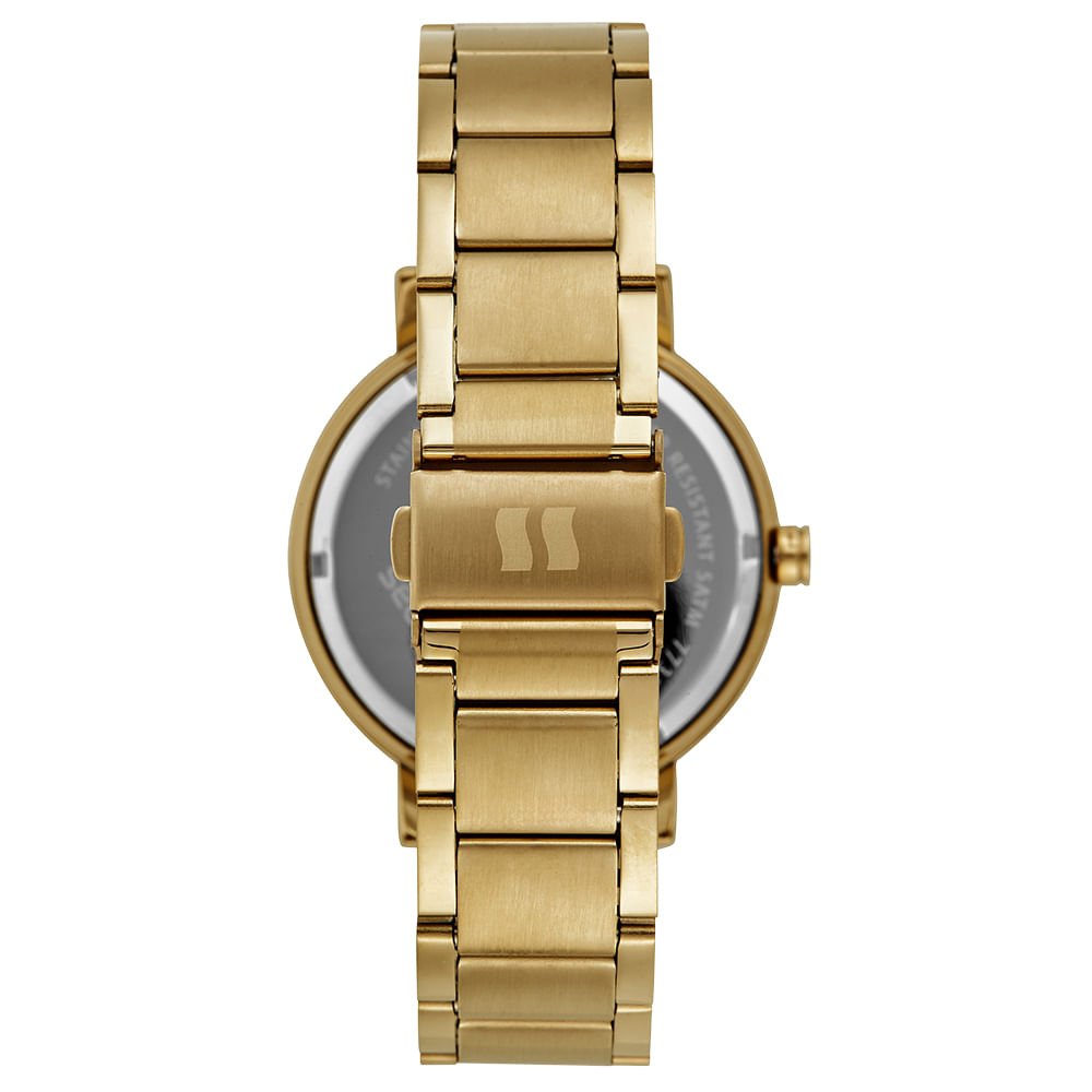Relógio Feminino Dourado Visor Amplo com Pedras Dourado 4