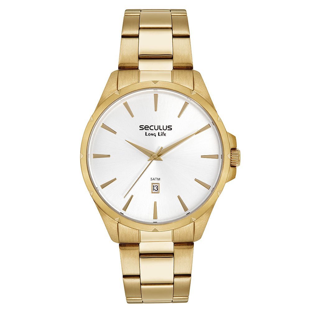 Kit Relógio Masculino Aço Clássico Dourado com Carteira Dourado 2