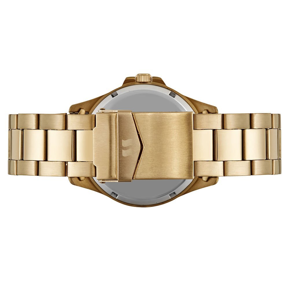 Kit Relógio Masculino Aço Clássico Dourado com Carteira Dourado 5
