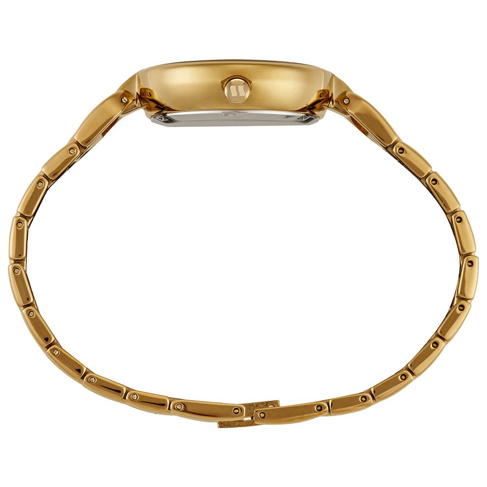 Relógio Feminino Dourado Cristais Pulseira Sólida Dourado 3