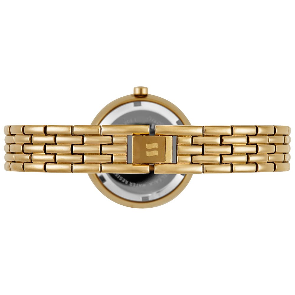 Relógio Feminino Dourado Cristais Pulseira Sólida Dourado 4
