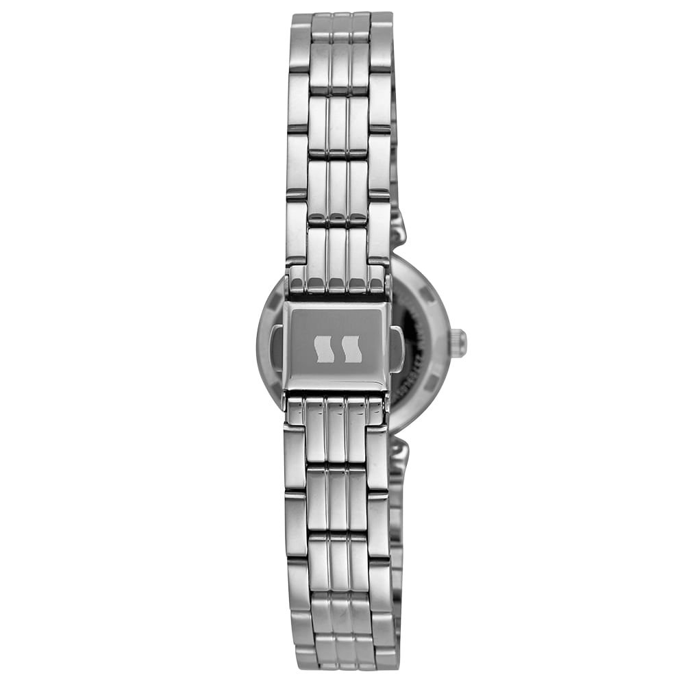 Relógio Feminino Aço Cristais Prata Prata 5