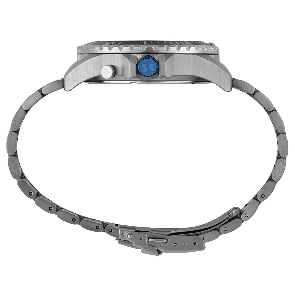 Relógio Masculino Bicolor Anadigi Catraca Giratória Prata/Azul 3