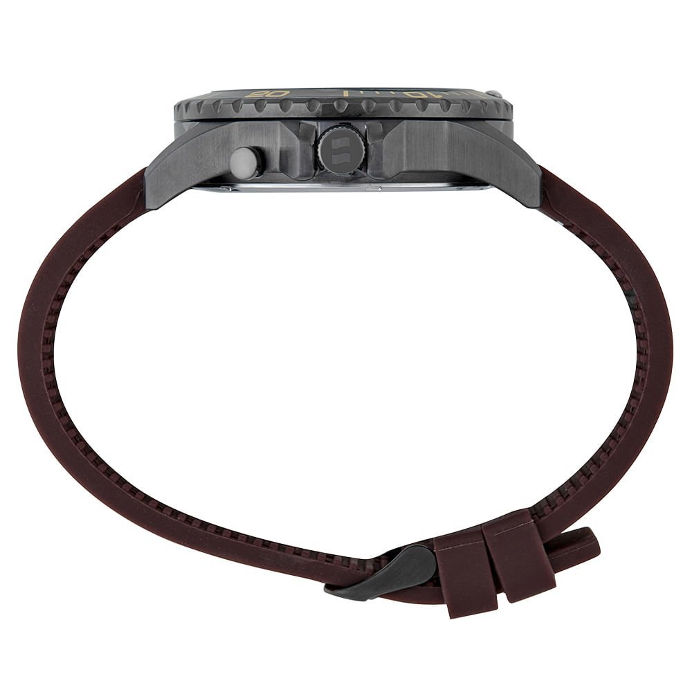 Relógio Masculino Anadigi Chumbo Pulseira Silicone Marrom Marrom 4
