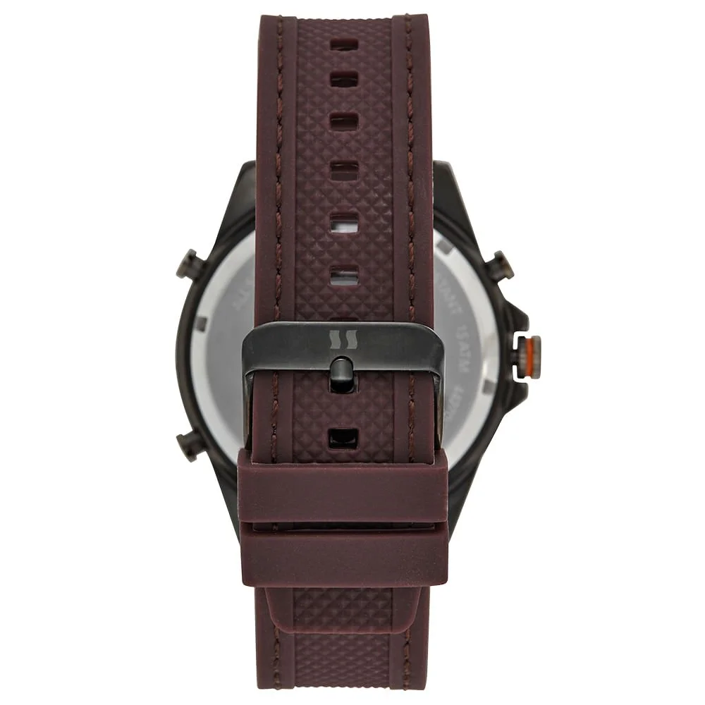 Relógio Masculino Anadigi Chumbo Pulseira Silicone Marrom Marrom 5