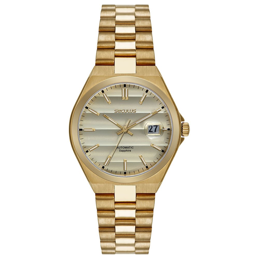 Relógio Masculino Automático Dourado Fundo Transparente Dourado 1