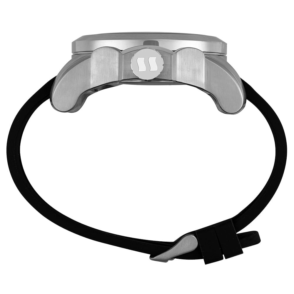Relógio Masculino Prata com Pulseira em Silicone Preto 4