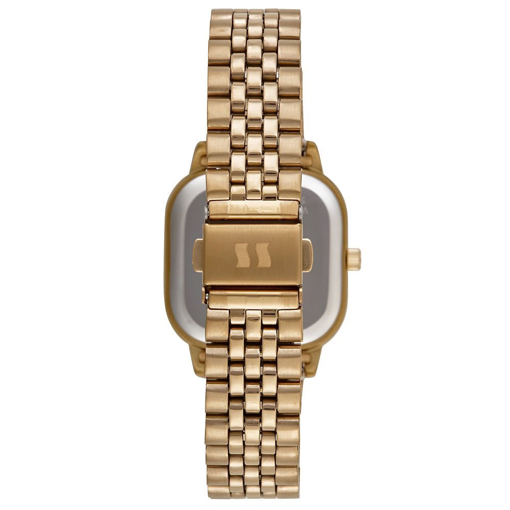 Relógio Feminino Quadrado Dourado Minimalista Dourado 4