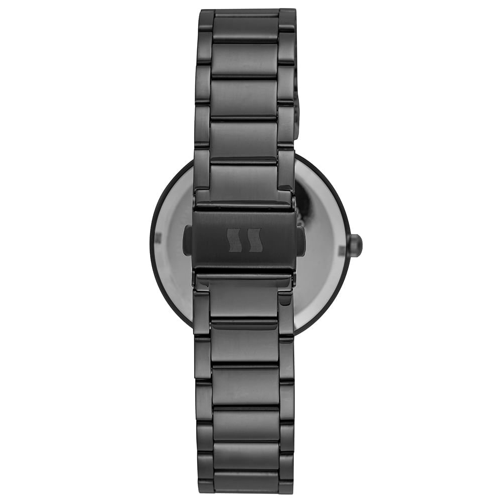 Relógio Feminino Preto com Cristais Madrepérola Preto 4