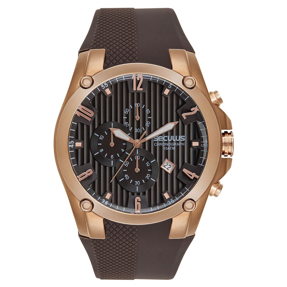 Relógio Masculino Aço Cronógrafo Aro 3D Silicone