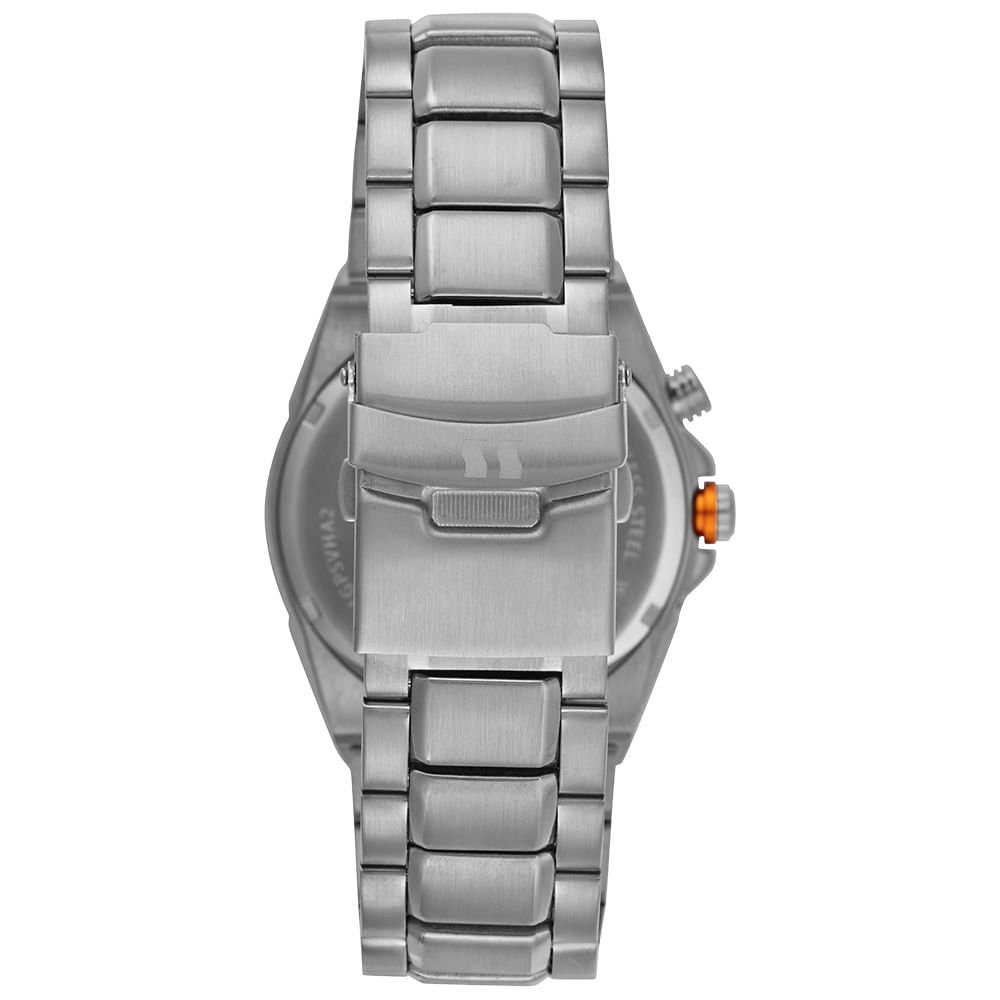 Relógio Masculino Aço Prata Cronógrafo Solar Prata 4