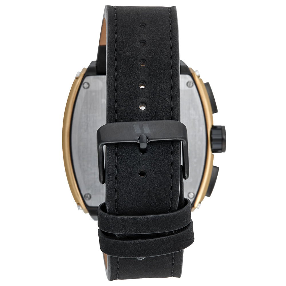 Relógio Masculino Aço Cronógrafo Mostrador Aro 3D Preto Preto 3