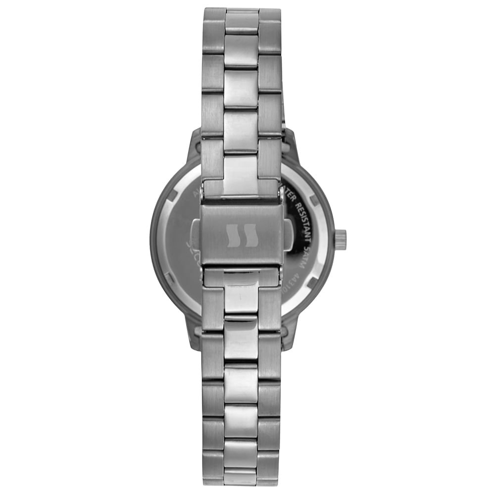 Relógio Feminino Aço Prata MadrePérola com Cristais Prata 3