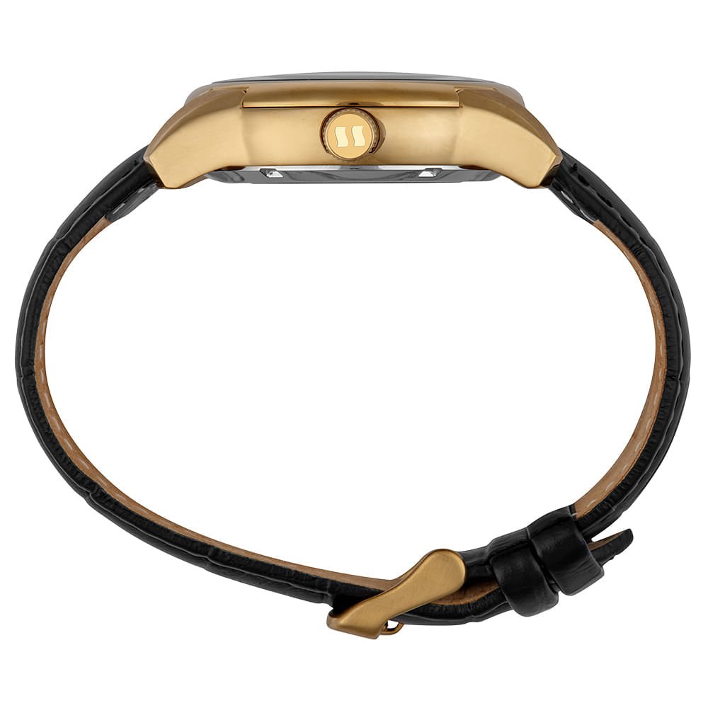 Relógio Masculino Aço Automatico Mostrador Skeleton Dourado 4