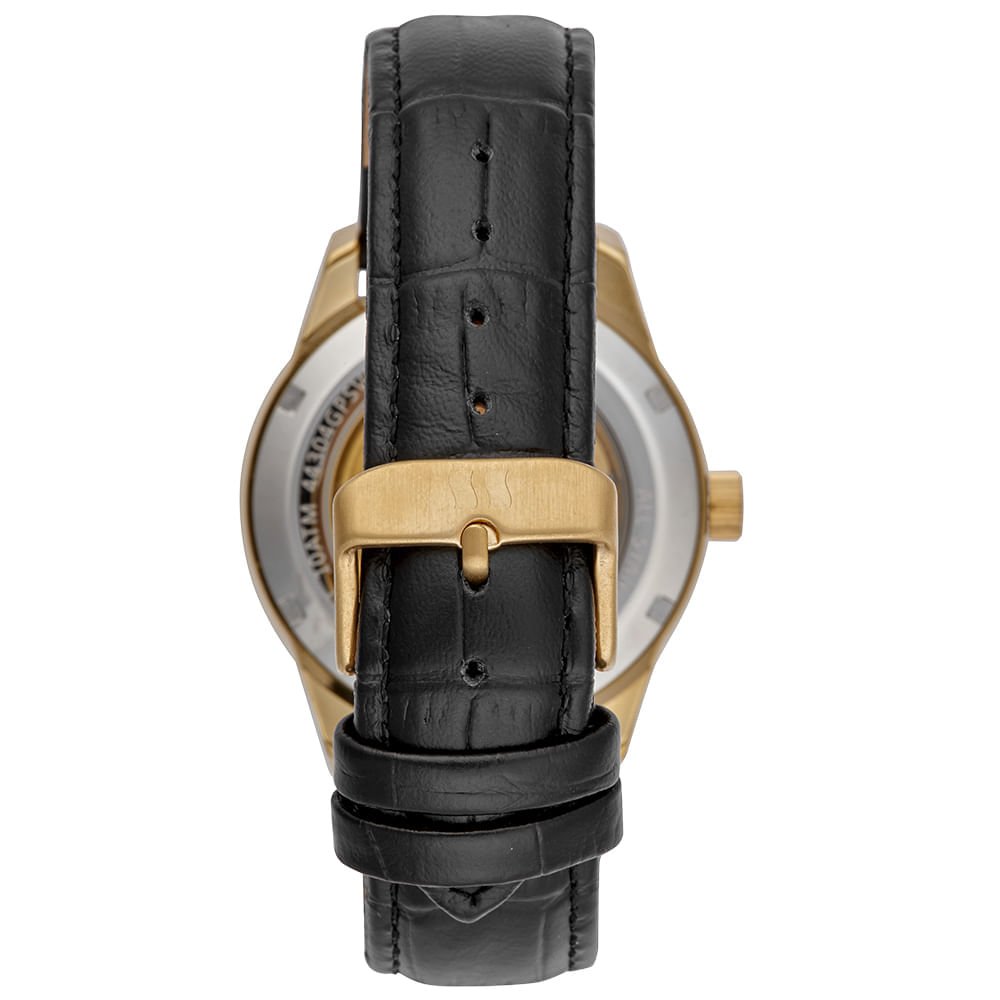 Relógio Masculino Aço Automatico Mostrador Skeleton Dourado 5