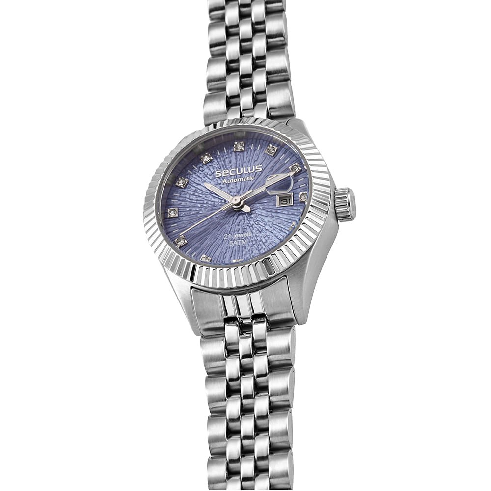 Relógio Feminino Automático Prata Fundo Transparente Prata 2