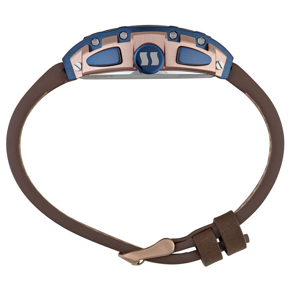 Relógio Masculino Aço Cronógrafo Mostrador Aro 3D Azul Azul 2