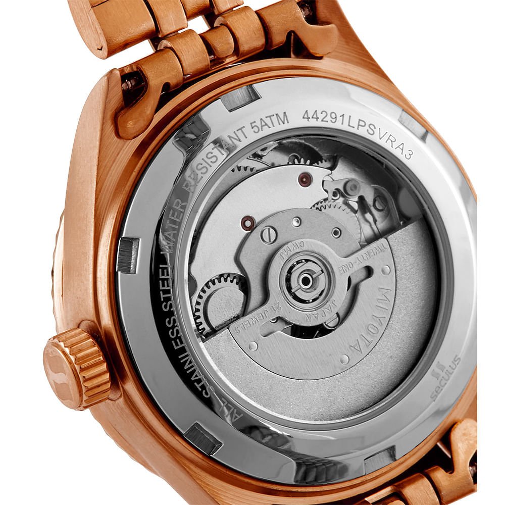 Relógio Feminino Automático Fundo Transparente Visor Azul Azul 3