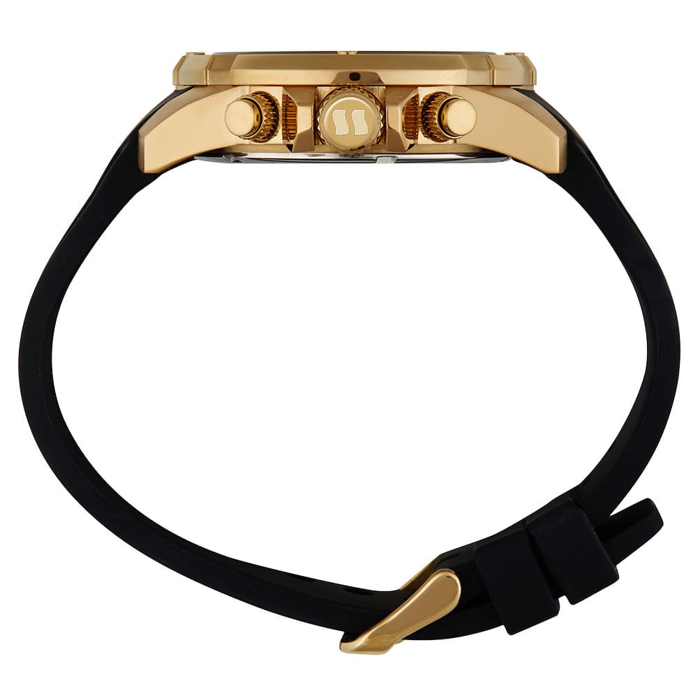 Relógio Masculino Aço Cronógrafo com Calendário Dourado Dourado 3