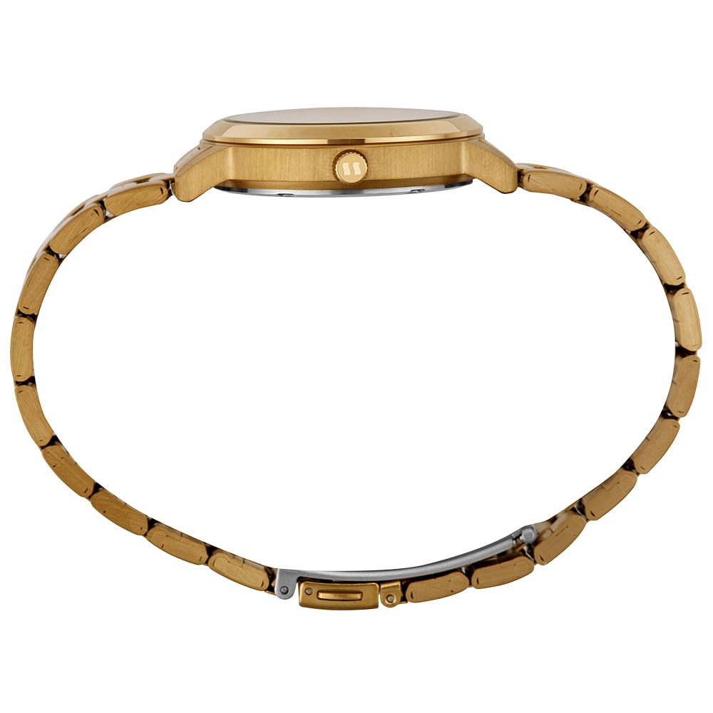 Relógio Feminino Aço Dourado Madre Pérola com Cristais Dourado 2