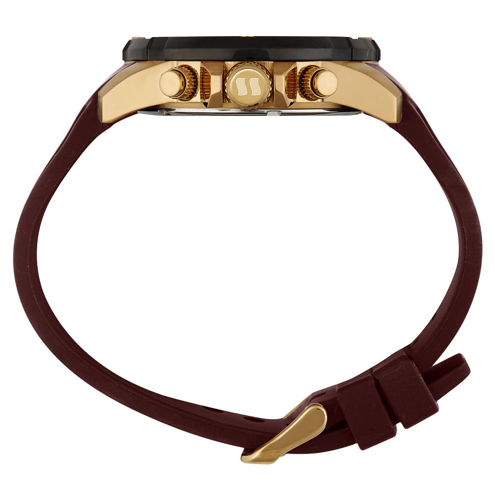 Reógio Masculino Aço Cronógrafo com Calendário Marrom 3