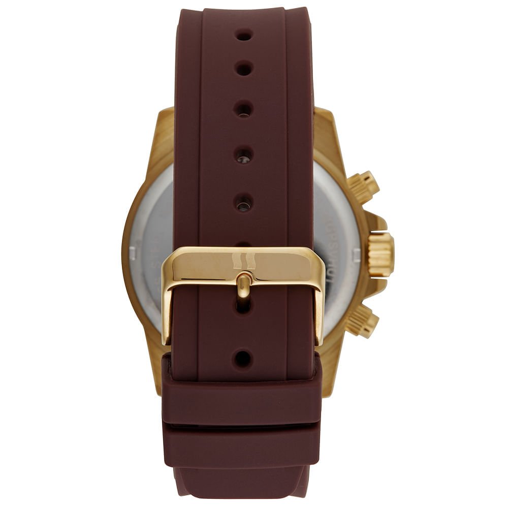 Reógio Masculino Aço Cronógrafo com Calendário Marrom 4