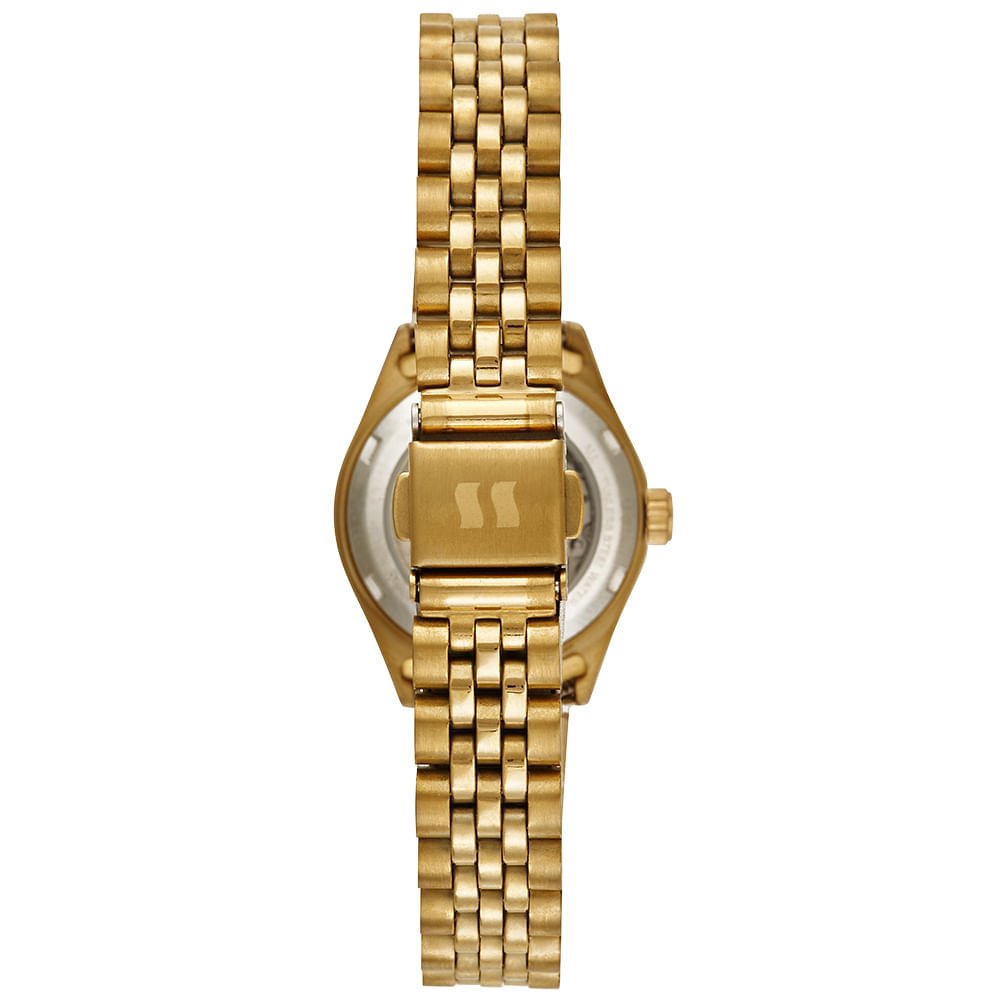 Relógio Feminino Automático Dourado Fundo Transparente Dourado 5