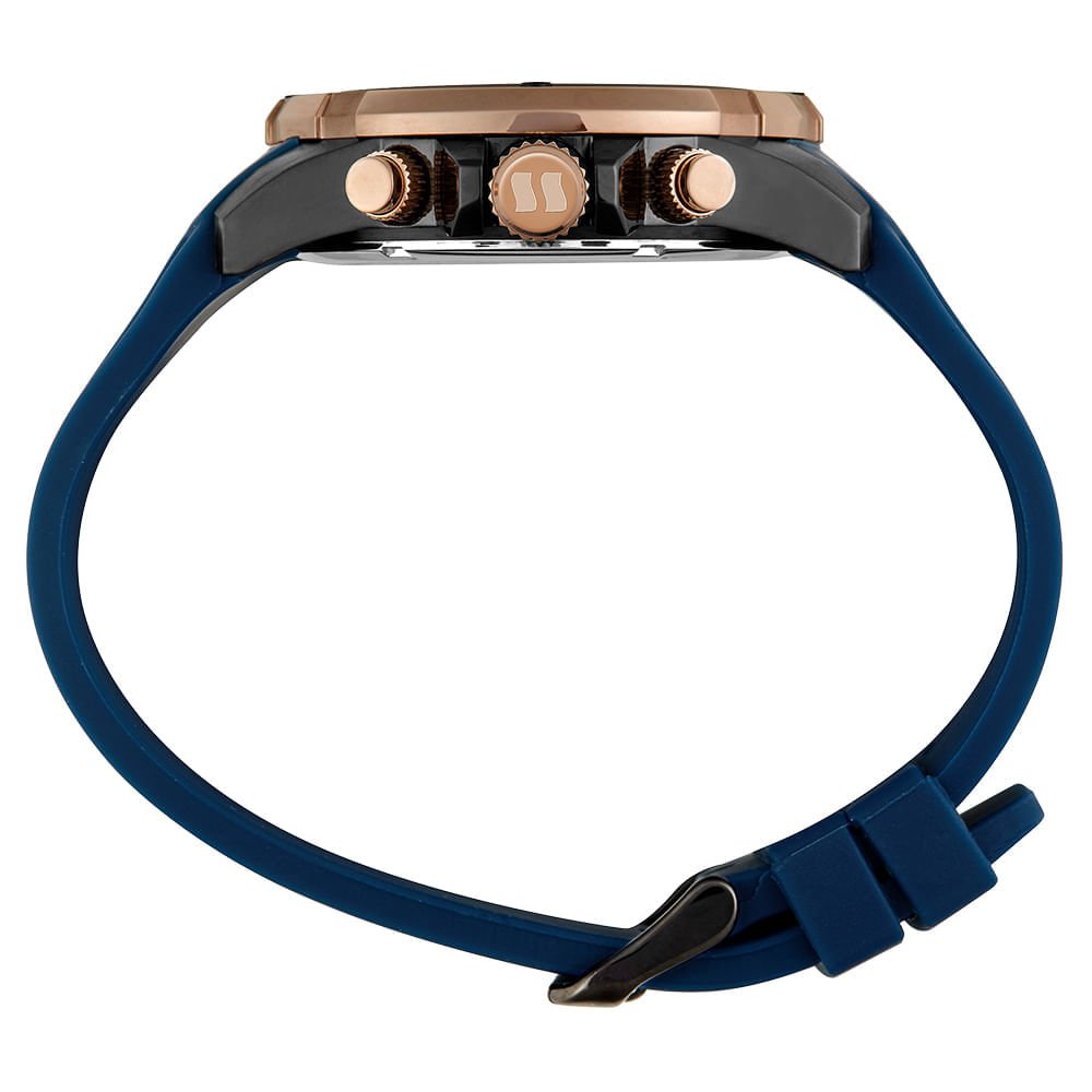 Relógio Masculino Aço Cronógrafo com Calendário Azul Azul 3