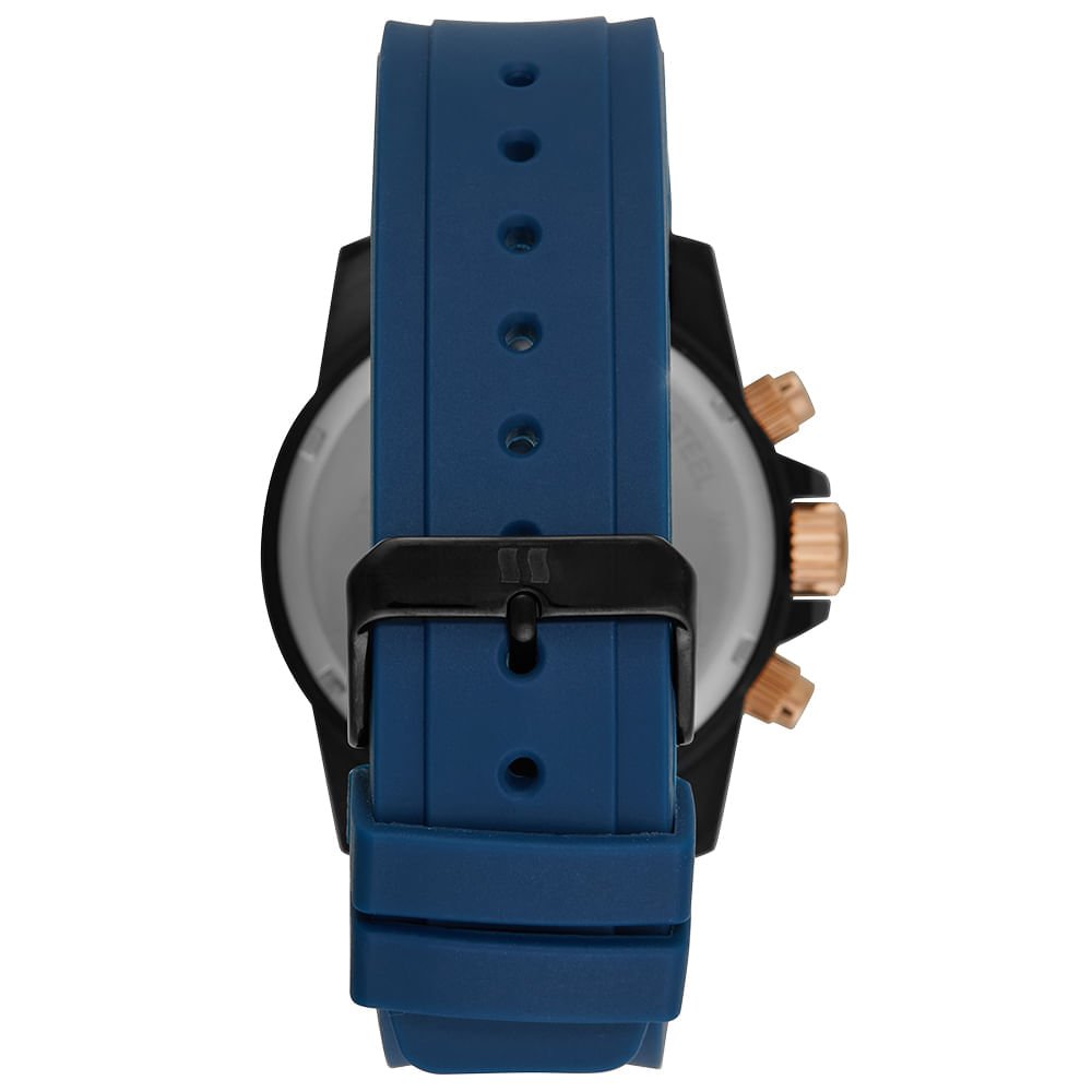 Relógio Masculino Aço Cronógrafo com Calendário Azul Azul 4