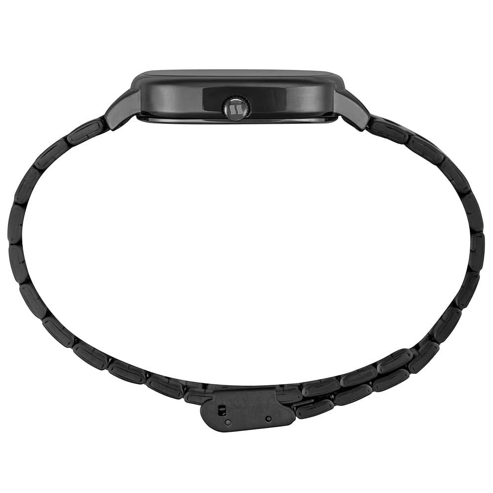 Relógio Masculino Quadrado Aço Minimalista Preto Preto 2