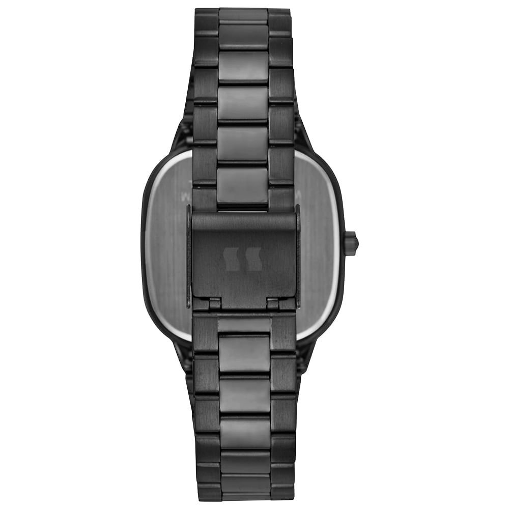 Relógio Masculino Quadrado Aço Minimalista Preto Preto 3