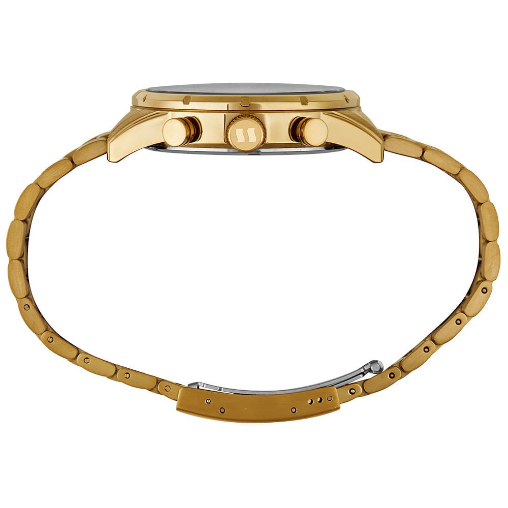 Relógio Masculino Dourado Cronógrafo Mostrador Verde Dourado 3