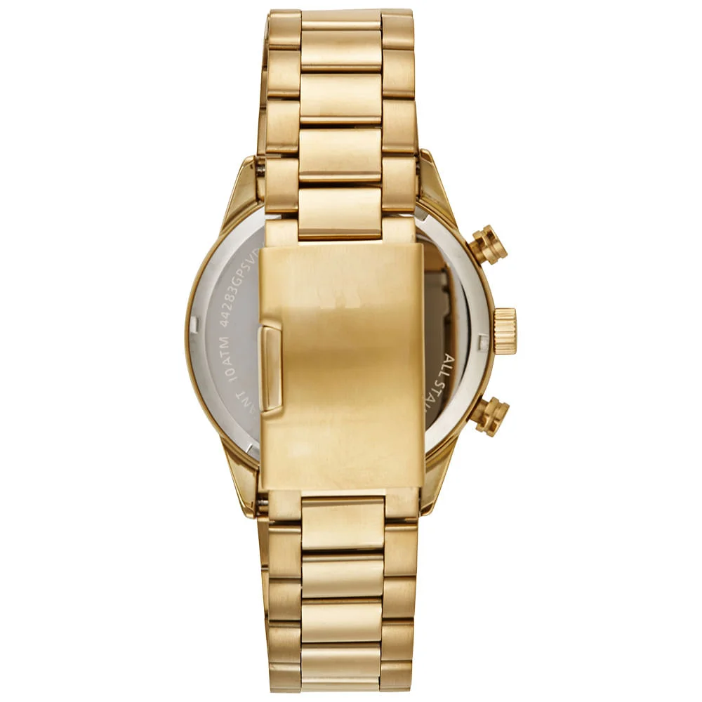 Relógio Masculino Dourado Cronógrafo Mostrador Verde Dourado 4