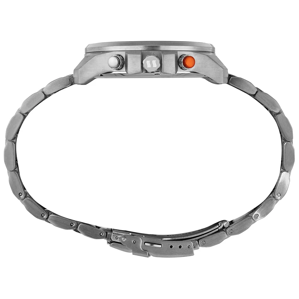 Relógio Masculino Aço Prata Cronógrafo Mostrador Preto Prata 2