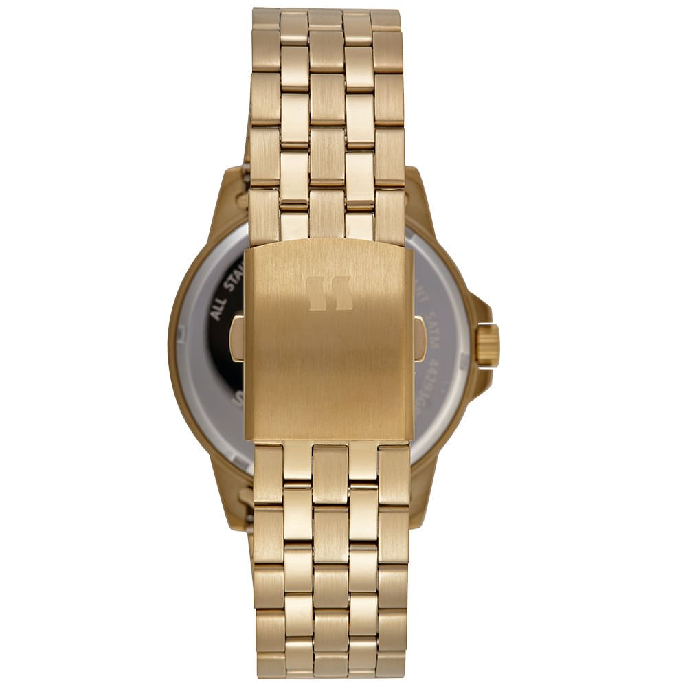 Relógio Masculino Dourado Aço Analógico Dourado 3