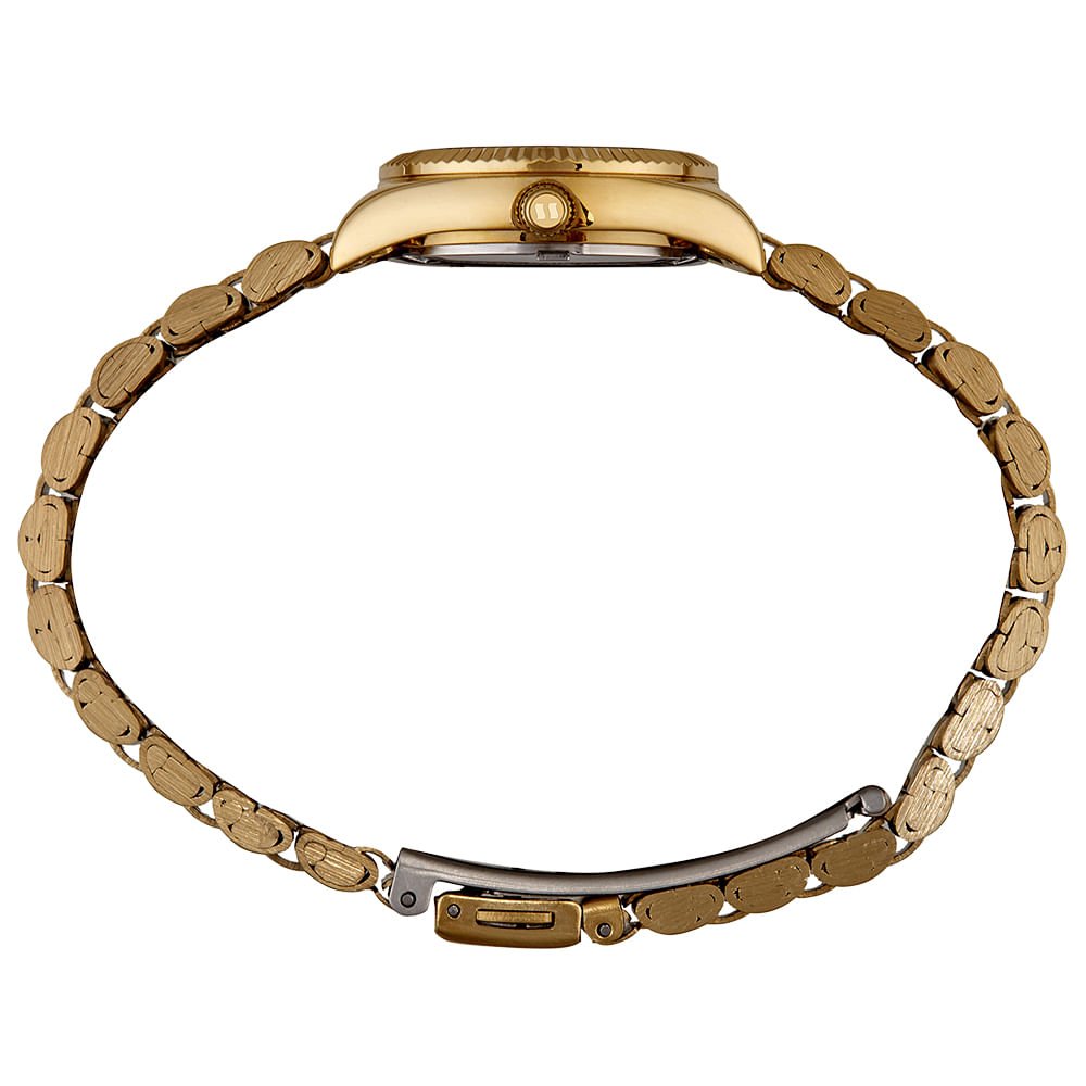 Kit Relógio Feminino Catraca Facetada Dourado com Pulseira Dourado 4