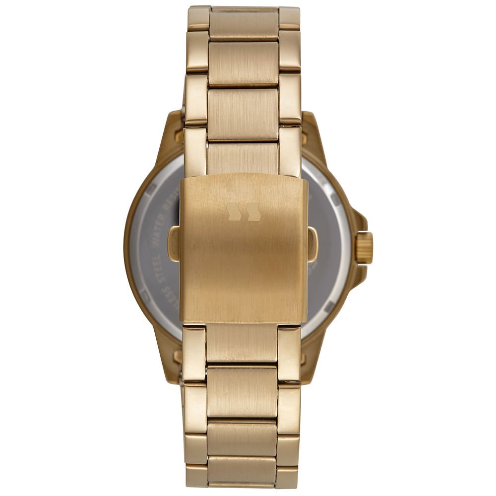 Relógio Masculino Dourado Aço Mostrador Verde Dourado 3