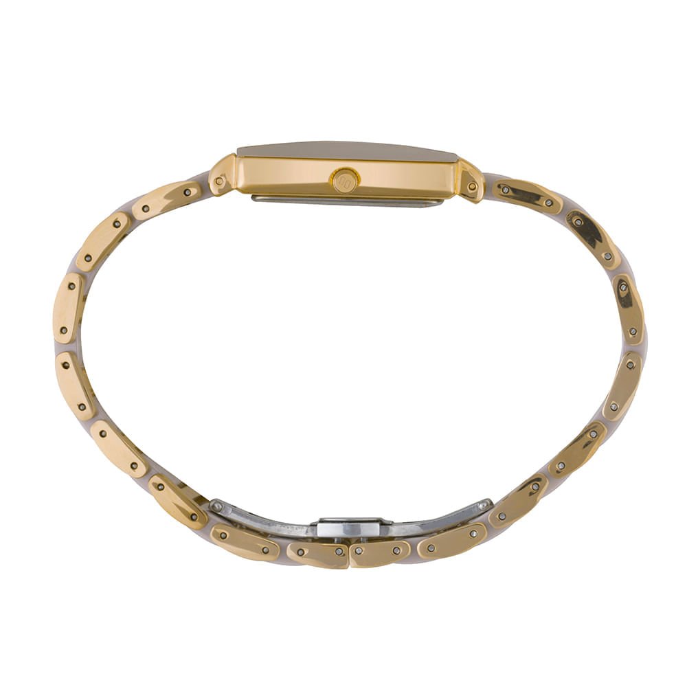 Relógio Feminino Rosa em Cerâmica Quadrado Vidro Safira Rosa 3